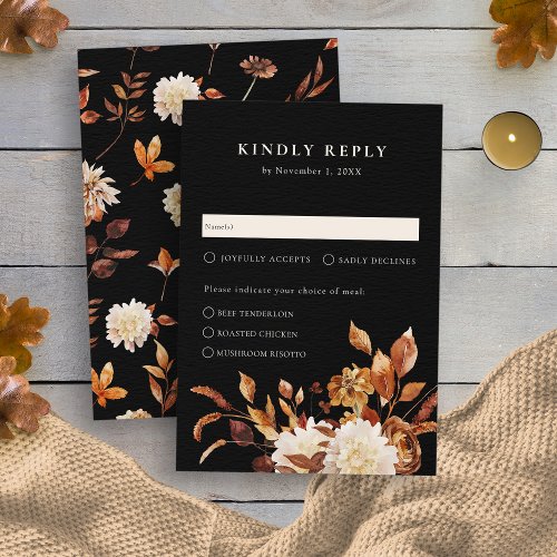 Rustic Leaves Fall Wedding RSVP Card