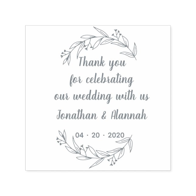 Rustic Leaves Hand-Drawn Thank You Self-inking Stamp (Design)
