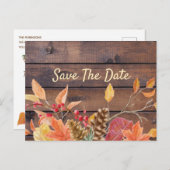 Rustic Leaves Save The Date Thanksgiving Dinner Invitation Postcard (Front/Back)