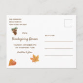 Rustic Leaves Save The Date Thanksgiving Dinner Invitation Postcard (Back)