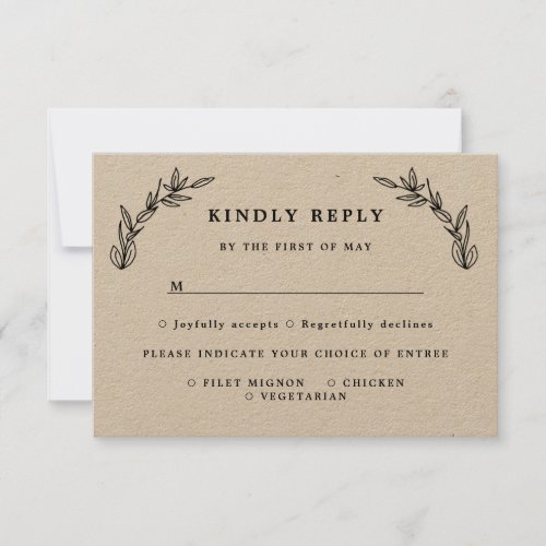 rustic leaves wedding response card