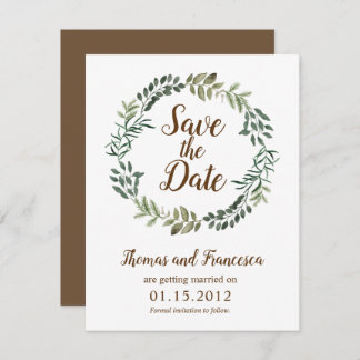 Rustic Leaves Wedding Save the Date Card