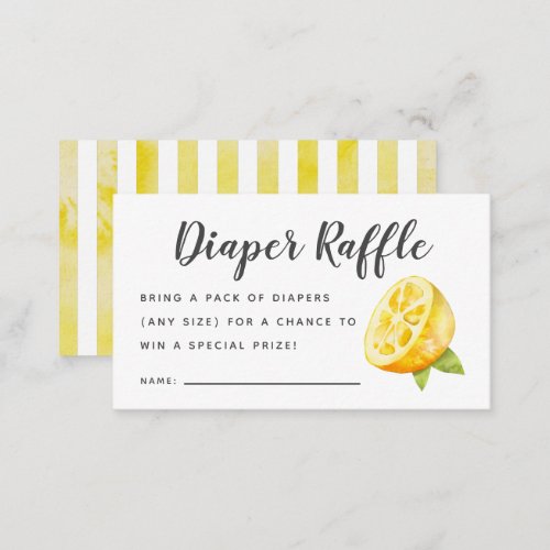 Rustic Lemon Baby Shower Diaper Raffle Ticket  Enclosure Card