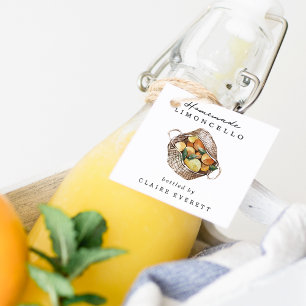 Rustic Lemon Basket Homemade Limoncello Favor Tags