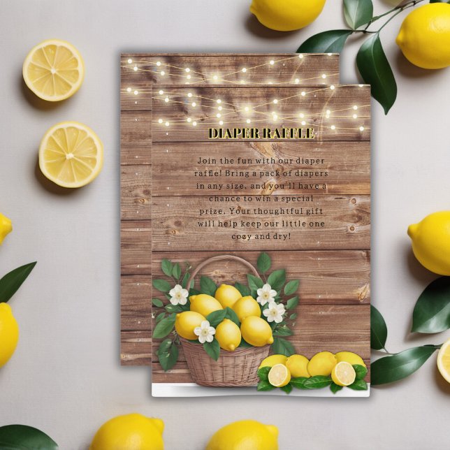 Rustic Lemon Basket Modern Cute Baby Shower Enclosure Card (Creator Uploaded)