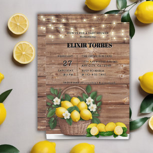 Rustic Lemon Basket Modern Cute Baby Shower Invitation