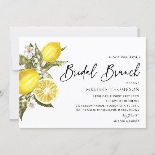 Rustic Lemon Bridal Brunch Shower Invitation