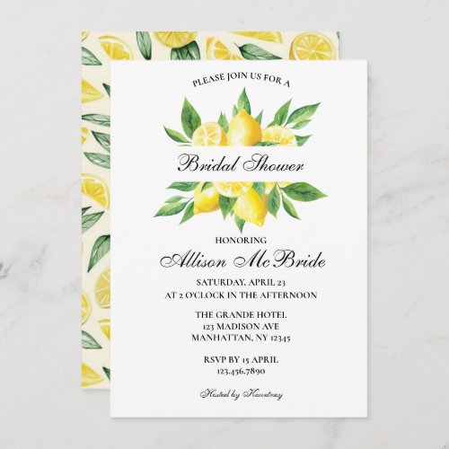 Rustic Lemon Bridal Shower Invitation
