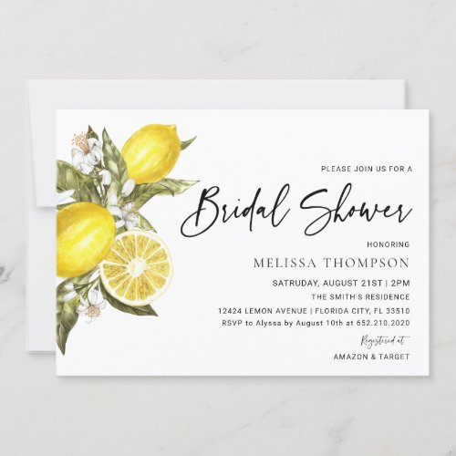 Rustic Lemon Bridal Shower Invitation