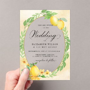 Rustic Lemon Citrus Boho Summer Wedding Acrylic Invitations