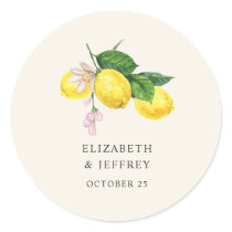 Rustic Lemon Citrus Boho Summer Wedding Classic Round Sticker