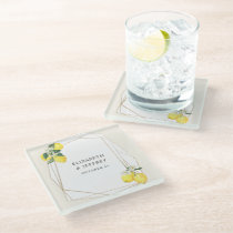 Rustic Lemon Citrus Boho Summer Wedding Glass Coaster