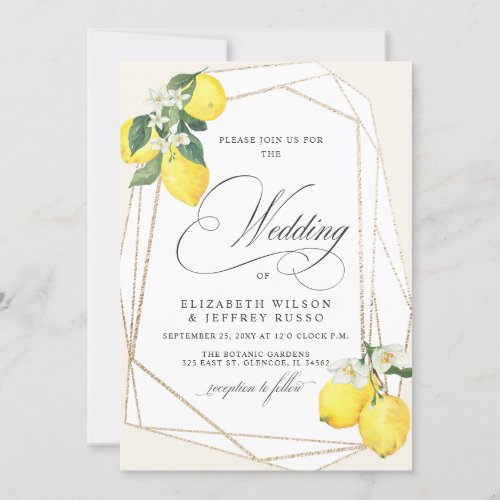 Rustic Lemon Citrus Boho Summer Wedding Invitation