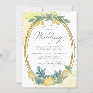 Rustic Lemon Citrus Boho Summer Wedding Invitation