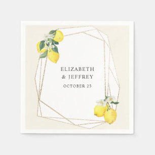 Rustic Lemon Citrus Boho Summer Wedding Napkins