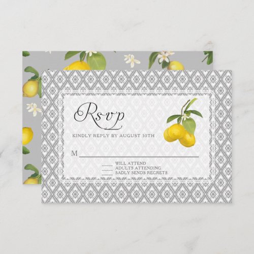 Rustic Lemon Citrus Floral Yellow Gray White RSVP