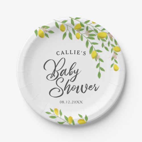 Rustic Lemon Gender Neutral Baby Shower Paper Plates