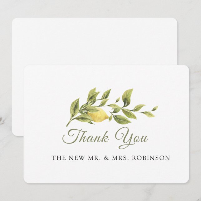 Rustic Lemon Grass Wedding ElegantThank You Card (Front/Back)