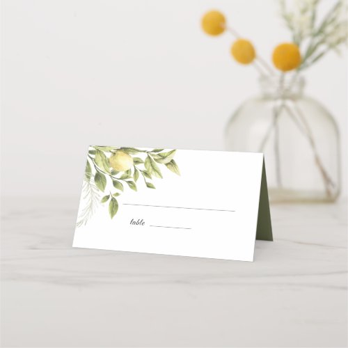 Rustic Lemon Greenery Wedding Place Card