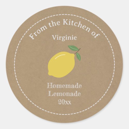 Rustic Lemon Label Sticker for Lemonade or Jam