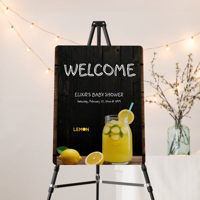 Rustic Lemon Lemonade Baby Shower Foam Board (In Situ (Stand))
