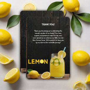 Rustic Lemon Lemonade Baby Shower Thank You Card