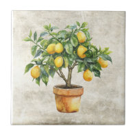 Rustic Lemon Potted Tree Cottage Ceramic
