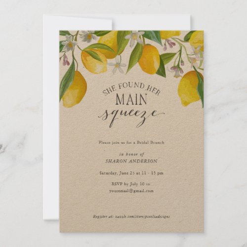 Rustic Lemon She found her main squeeze Bridal  Invitation