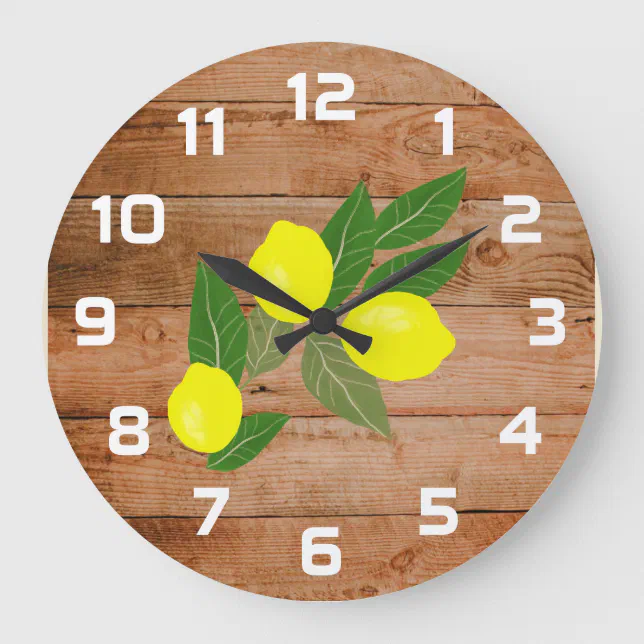 Rustic Lemon Wall Clock | Zazzle