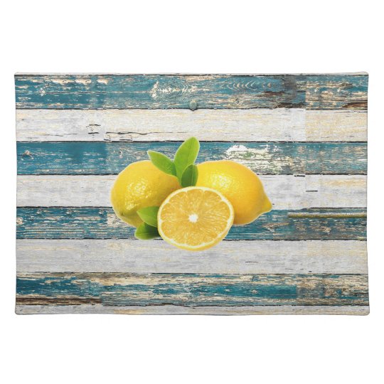 Rustic Lemons (Blue) Cloth Placemat
