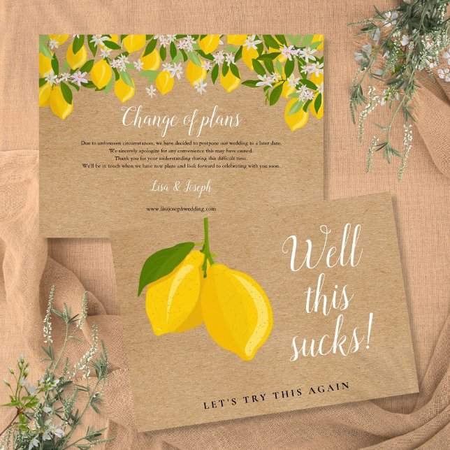 Rustic Lemons Change The Date Postponed Event Save The Date (Rustic Lemons Change The Date Postponed Event Save The Date)