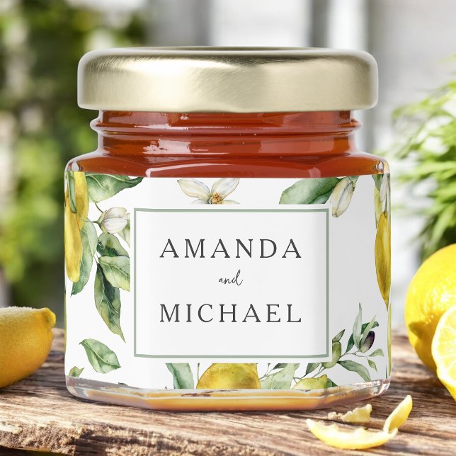 Rustic Lemons Citrus Floral Wedding Honey Jar Favors (Creator Uploaded)