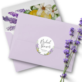 Rustic Lemons & Lavender Bridal Shower Favor Classic Round Sticker