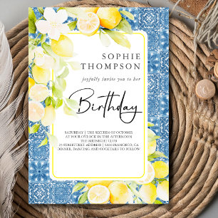 Rustic lemons Mediterranean birthday Invitation