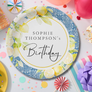 Rustic lemons Mediterranean birthday Paper Plates