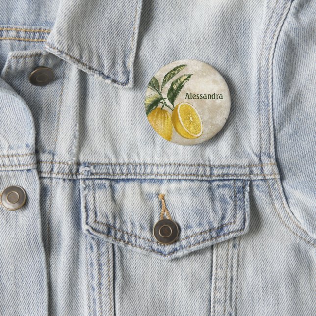 Rustic Lemons Nametag Button for Parties & Shower (In Situ)