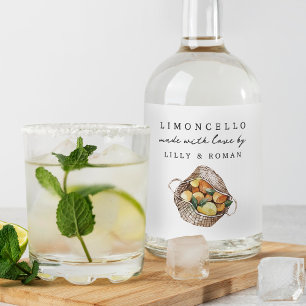 Rustic Lemons Personalized Limoncello Liquor Bottle Label