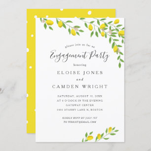 Rustic Lemons Yellow Engagement Party Invitation