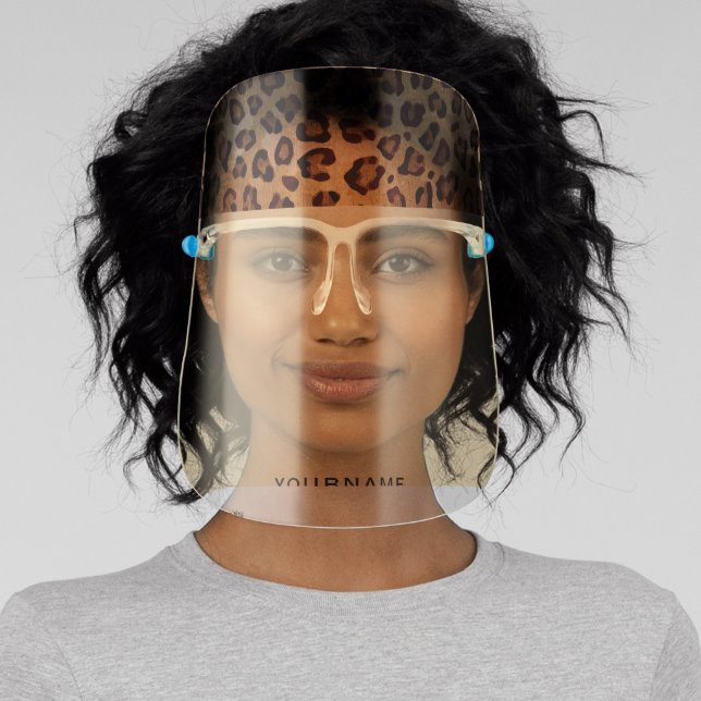 Rustic Leopard Print Spots Color Therapy Name Face Shield (Insitu)
