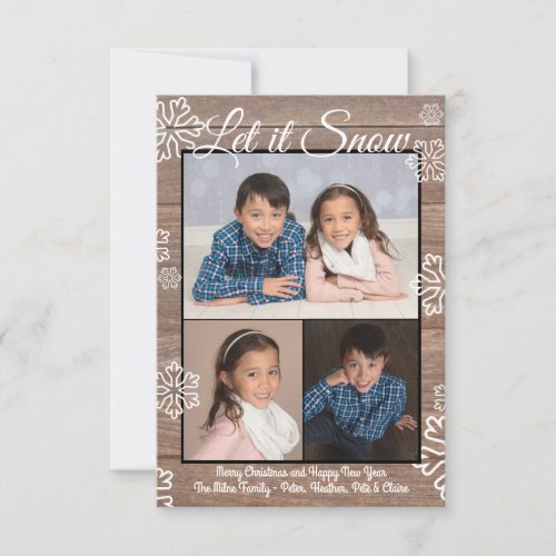 Rustic Let it Snow _ 3x5 Christmas Photo Flat Invitation