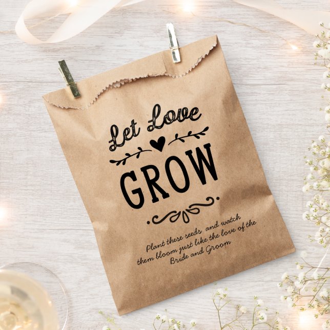 Rustic Let Love Grow Seed Wedding  Favor Bag (Clipped)