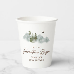 Rustic Let the Adventure Begin Baby Shower Paper Cups