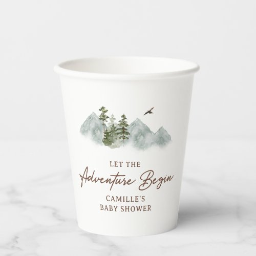 Rustic Let the Adventure Begin Baby Shower Paper Cups