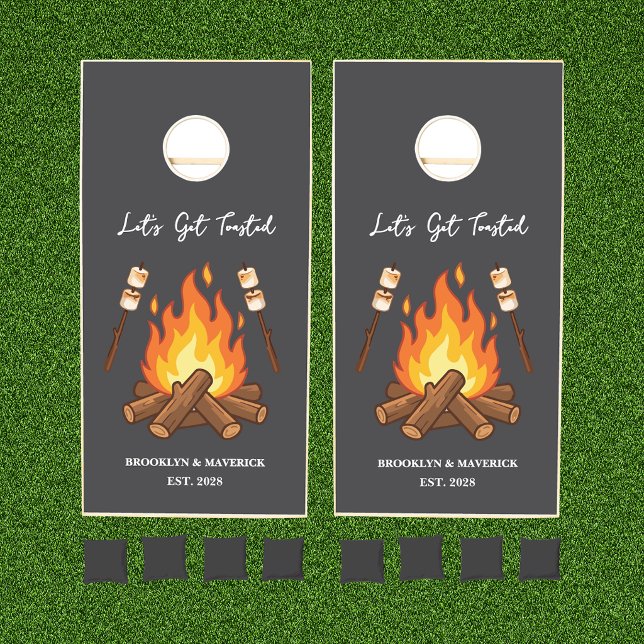 Rustic Let's Get Lit Firepit Couples Bridal Shower Cornhole Set (Creator Uploaded)