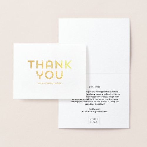 Rustic Lettering Business Thank you Gold Foil Card