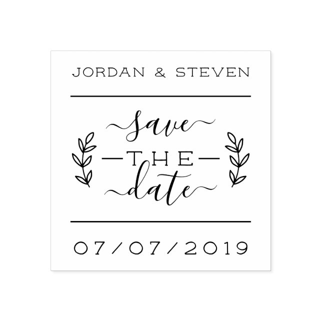 Rustic Lettering & Script Save The Date Wedding Rubber Stamp (Imprint)