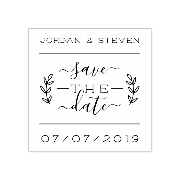 Rustic Lettering & Script Save The Date Wedding Rubber Stamp | Zazzle