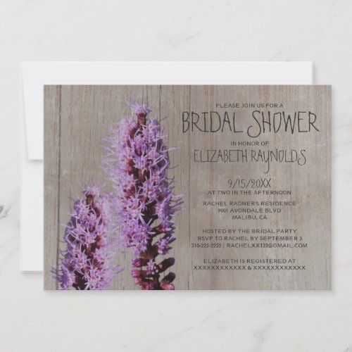 Rustic Liatris Bridal Shower Invitations