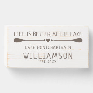 Rustic Life Better At Lake Personalized Wooden Box Sign