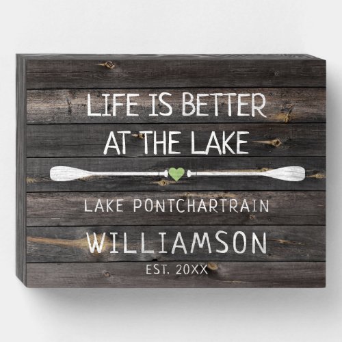 Rustic Life Better At Lake Personalized Wooden Box Sign